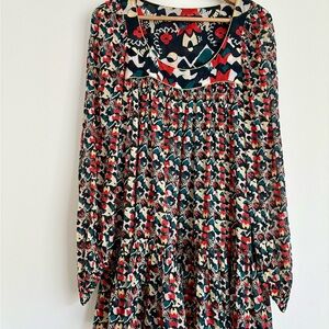 Y2K French Connection Multi color Patterned Boho Babydoll Dress
